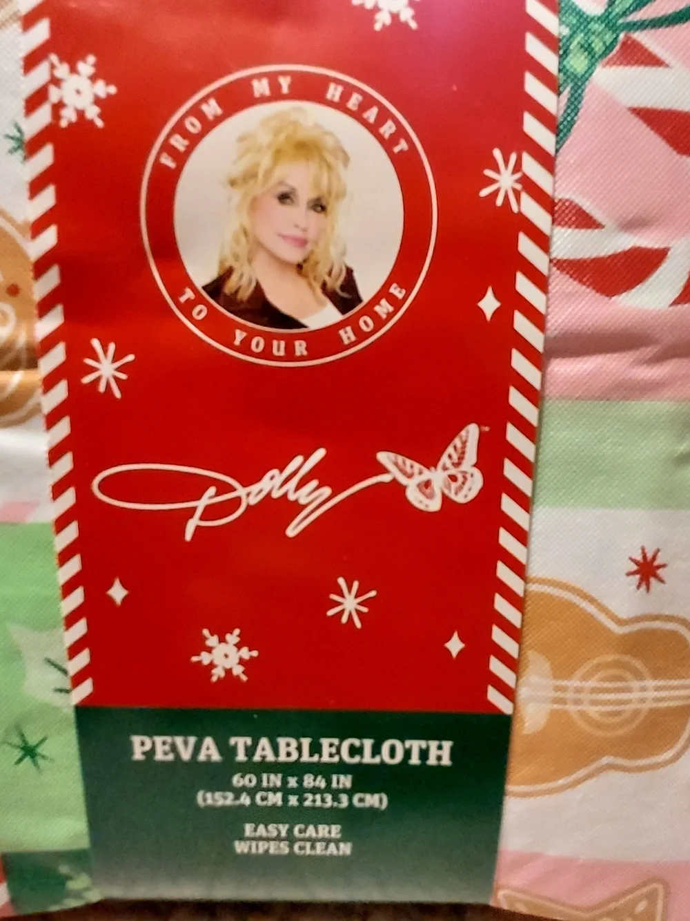 Dolly Parton PEVA Holiday Tablecloth in Red and Multi-Color New